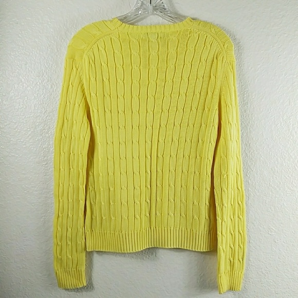 Brooks Brothers 346 Mercerized Cotton Sweater 100% Cotton Cable Knit S Yellow - Picture 5 of 6